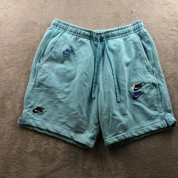 Nike Woman's Athletic Sweatshorts Medium All Over Branding Futura Blue Drawstrin - Picture 14 of 15